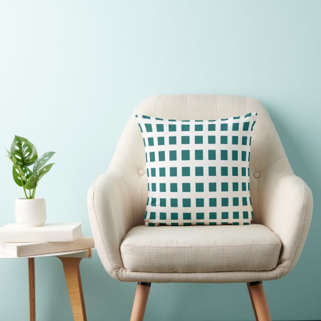 Modern Geometric Blue Squares Pattern Cushion (Chair)
