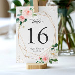 Modern Geometric Blush Floral Wedding Table Number<br><div class="desc">Modern Geometric Blush Floral Wedding Table Number Card. (1) Please customise this template one by one (e.g, from number 1 to xx) , and add each number card separately to your cart. (2) For further customisation, please click the "customise further" link and use our design tool to modify this template....</div>