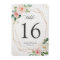 Modern Geometric Blush Floral Wedding Table Number