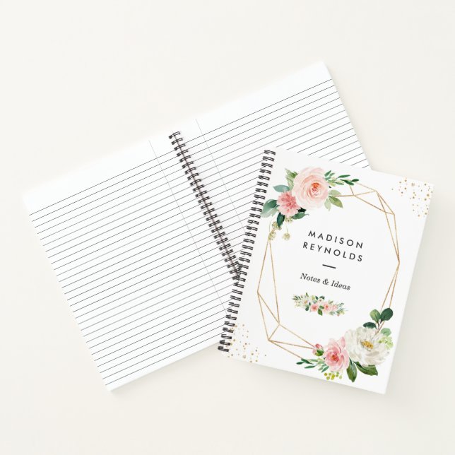 Modern Geometric Blush Pink Floral Personal Notes Notebook (Inside)