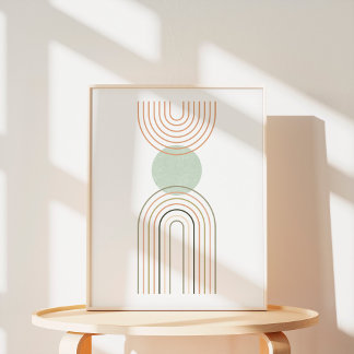 Modern Geometric Boho Rainbow Art Poster