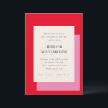 Modern Geometric Bold Pink Red Bat Mitzvah Party Invitation<br><div class="desc">Modern Geometric Bold Pink Red Stylish Bat Mitzvah Party Invitation</div>