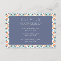 Modern Geometric Botanical Blue Orange Wedding