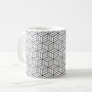 Modern Geometric Box Lines Square Black and White  Coffee Mug