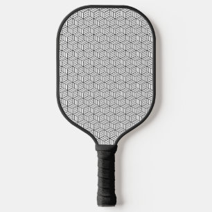 Modern Geometric Box Lines Square Black and White  Pickleball Paddle