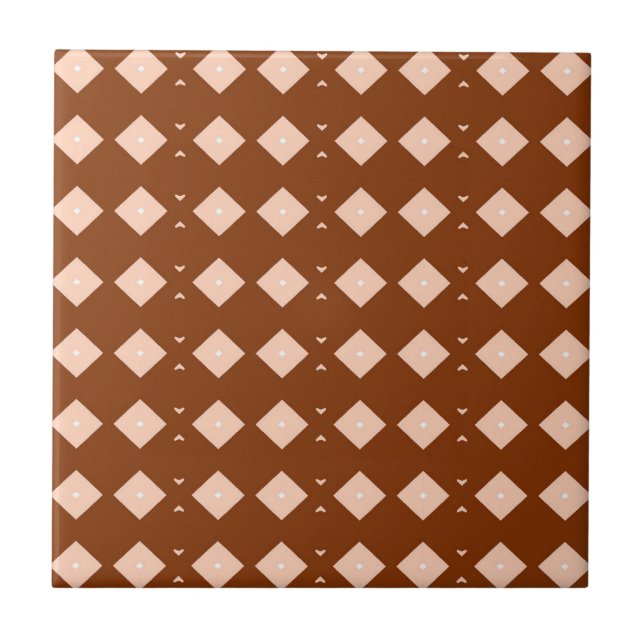 Modern Geometric Brown Terracotta Pattern Tile (Front)