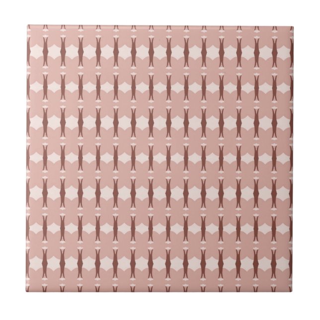 Modern Geometric Brown Terracotta Pattern Tile (Front)