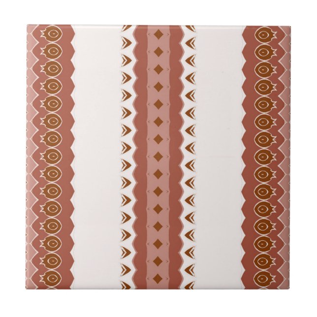 Modern Geometric Brown Terracotta Pattern Tile (Front)
