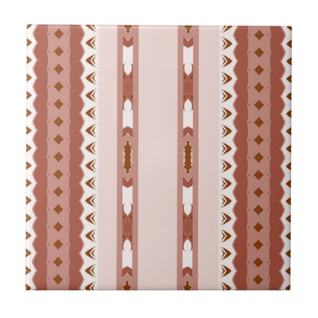Modern Geometric Brown Terracotta Pattern Tile (Front)