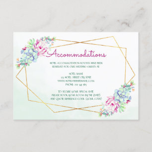 Modern Geometric Cactus Succulents Accommodations Enclosure Card