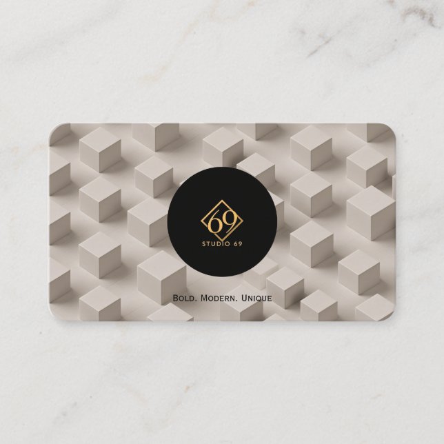 Modern Geometric Calling Card with Custom Logo&QR (Front)