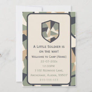 Modern Geometric Camo Military Invitation