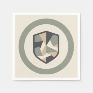 Modern Geometric Camo Military Party Paper Napkins