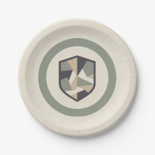 Modern Geometric Camo Military Party Paper Plates