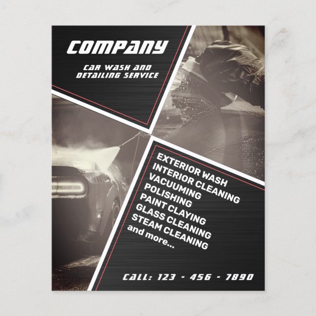 Modern geometric car wash and detail flyer (Front)