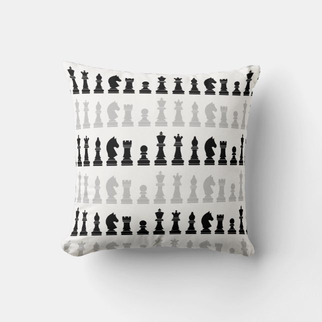 Modern Geometric Chess Piece Black White Pattern  Cushion (Front)