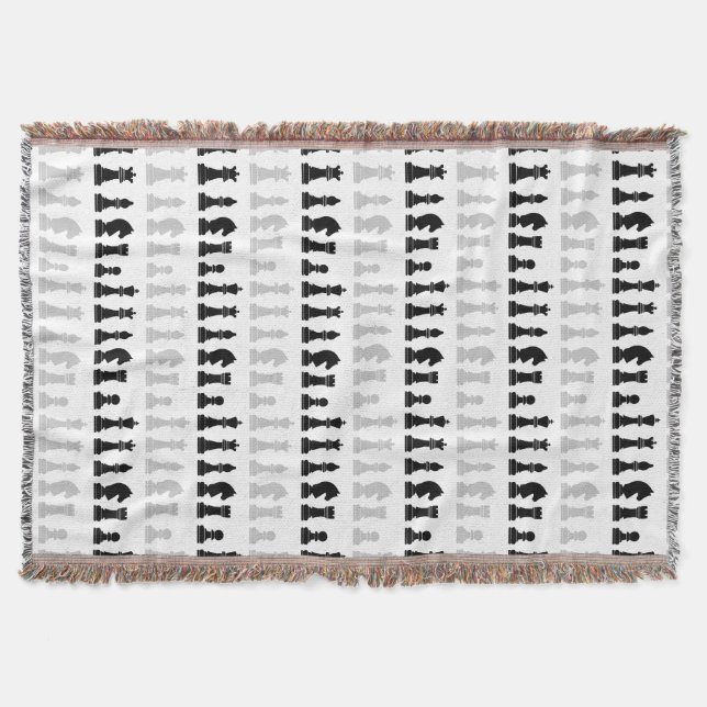 Modern Geometric Chess Piece Game Pattern  Throw Blanket (Front)