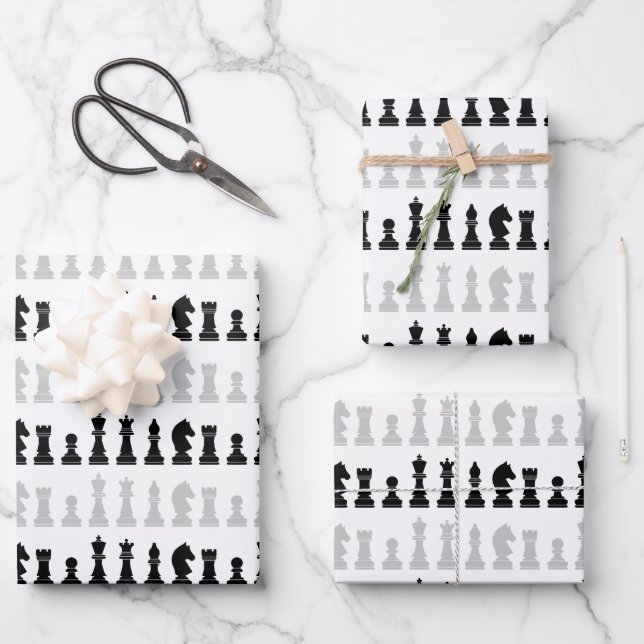 Modern Geometric Chess Pieces Game Pattern  Wrapping Paper Sheet (Front)
