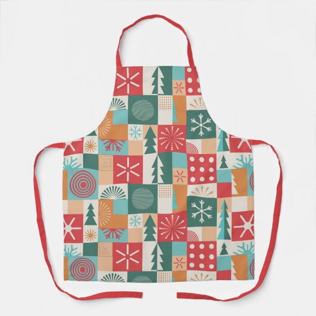 Modern Geometric Christmas Festive Holidays Apron (Front)
