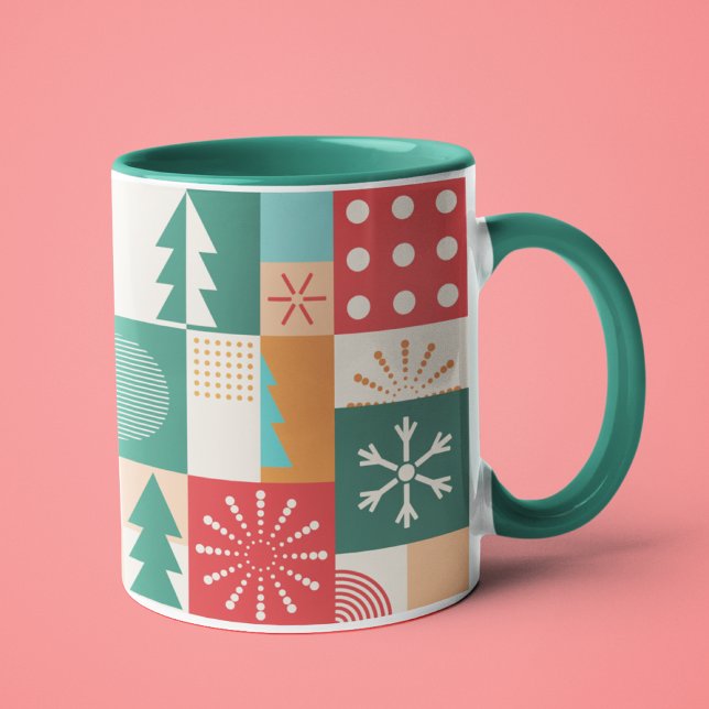 Modern Geometric Christmas Festive Holidays Mug (Creator Uploaded)