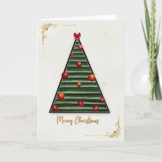 Modern Geometric Christmas Tree Card Elegant Red
