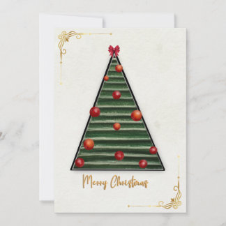 Modern Geometric Christmas Tree Card Elegant Red