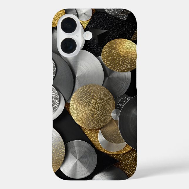 Modern Geometric Circles in Gold and Silver Case-Mate iPhone Case (Back)