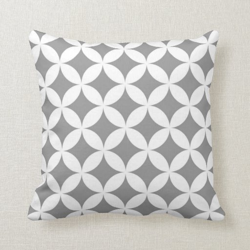 Image of Modern Geometric Circles in Grey and White Cushion