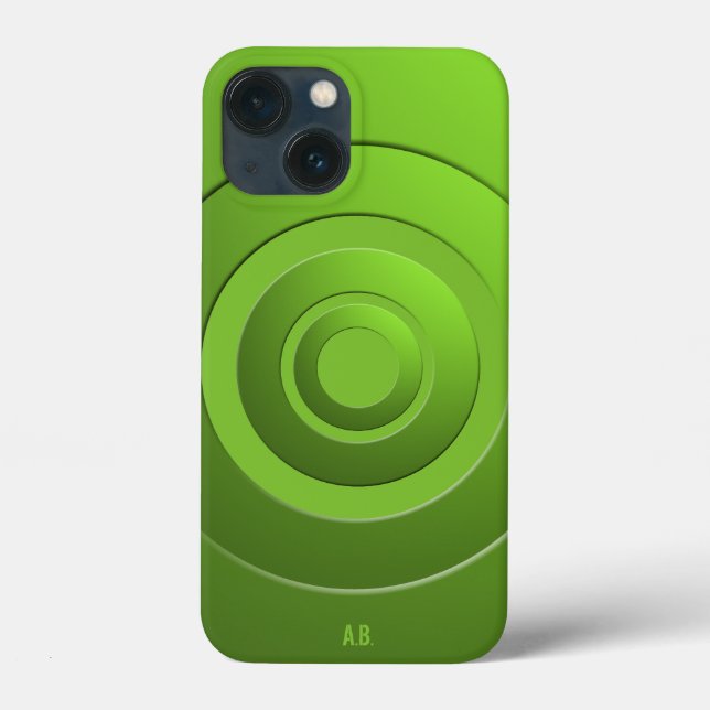 Modern Geometric Circles Lime Green any Initials Case-Mate iPhone Case (Back)