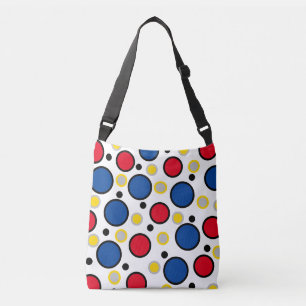 Modern Geometric Circles Red Blue Crossbody Bag