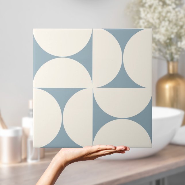  Modern Geometric Coastal Blue Semi circles Tile (Modern Geometric Coastal Blue Semi circles Tile
)