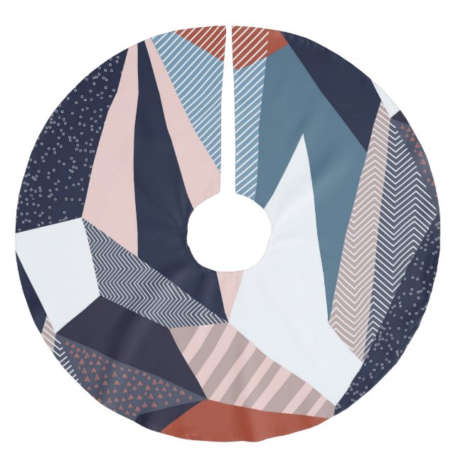 Modern geometric collage, seamless pattern. brushed polyester tree skirt (Front)