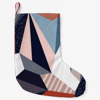 Modern geometric collage, seamless pattern. small christmas stocking