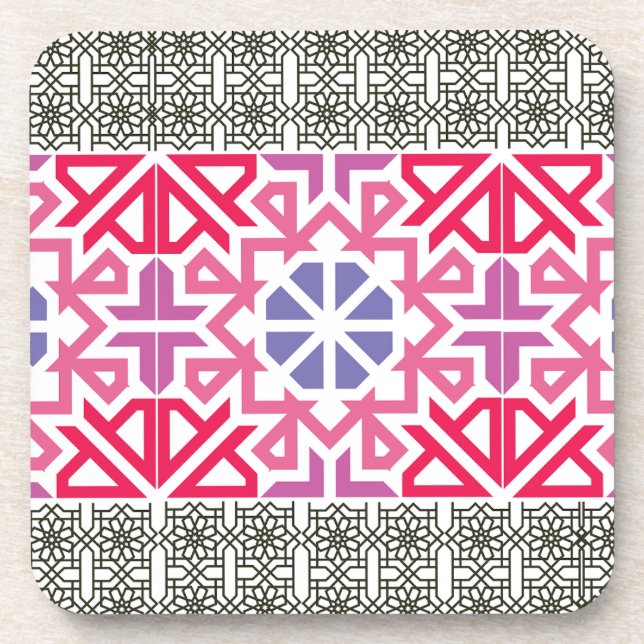 Modern Geometric colorful Boho Pattern Coaster (Front)