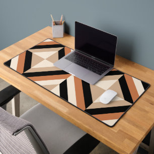 Modern Geometric Colour Block Brown Desk Mat