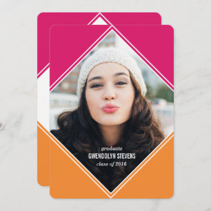 Modern Geometric Colour Block Graduation Invitatio Invitation