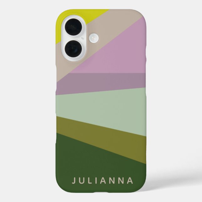 Modern Geometric Colour Block Purple Green Name Case-Mate iPhone Case (Back)