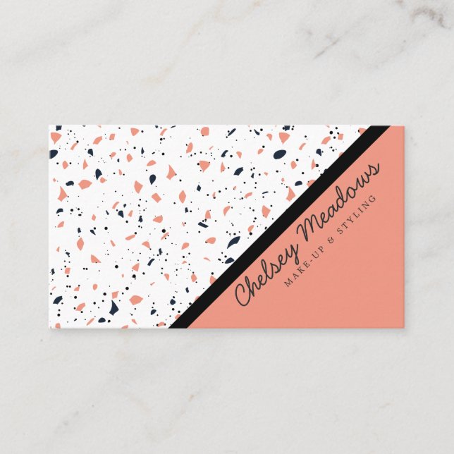 Modern Geometric Colour Block Terrazzo Business Card (Front)