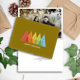 Modern Geometric Colour Overlapping Christmas Phot Holiday Card