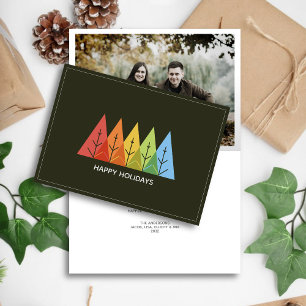 Modern Geometric Colour Overlapping Christmas Phot Holiday Card