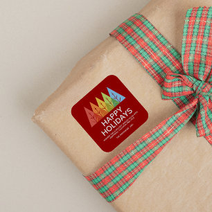 Modern Geometric Colour Overlapping Christmas Square Sticker