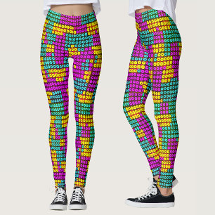 Modern Geometric Colourful Kids Toy Bricks Pattern Leggings