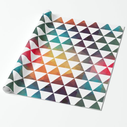 Image of Modern Geometric Colourful Triangles Wrapping Paper