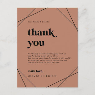 Modern Geometric   Copper Thank You Reception Card