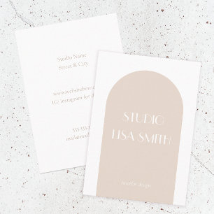Modern Geometric Cream Blush Interior Design Business Card