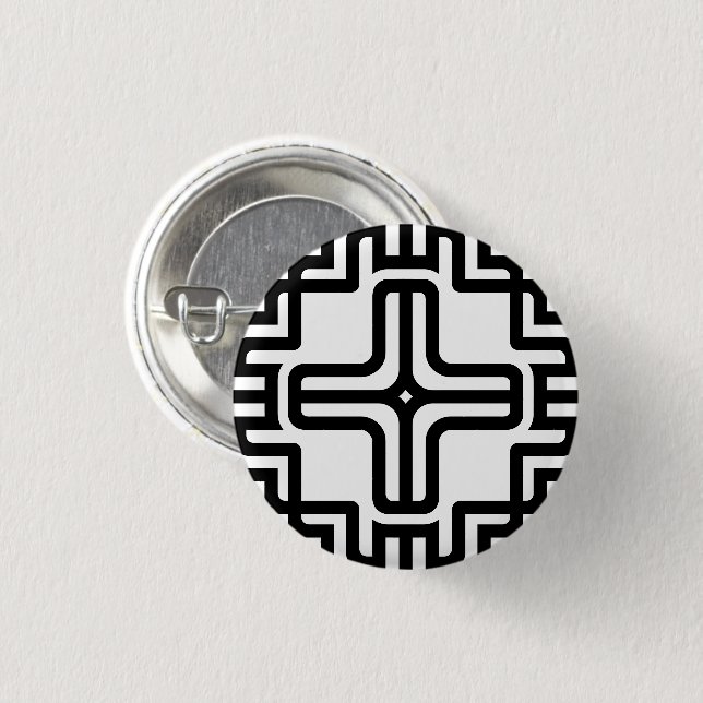 Modern Geometric Cross Line Art 3 Cm Round Badge (Front & Back)
