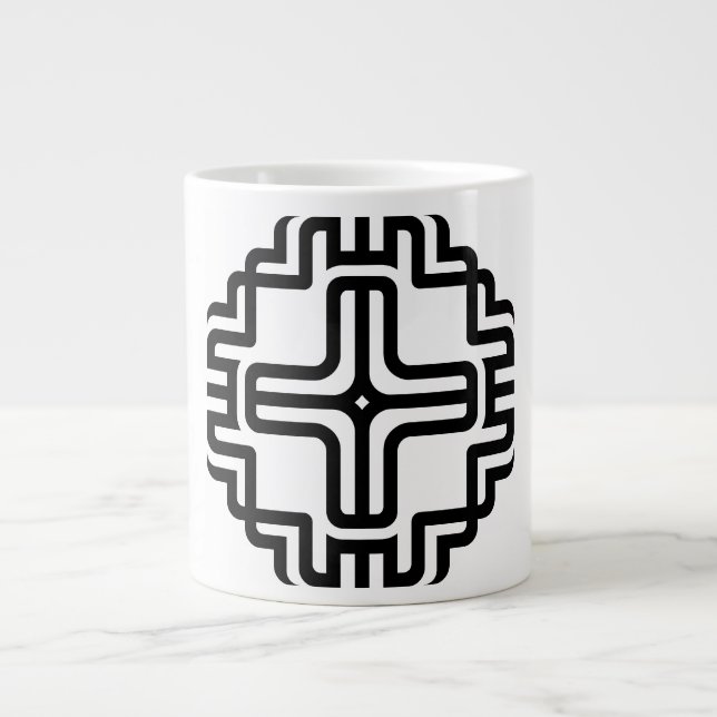 Modern Geometric Cross Line Art Large Coffee Mug (Front)