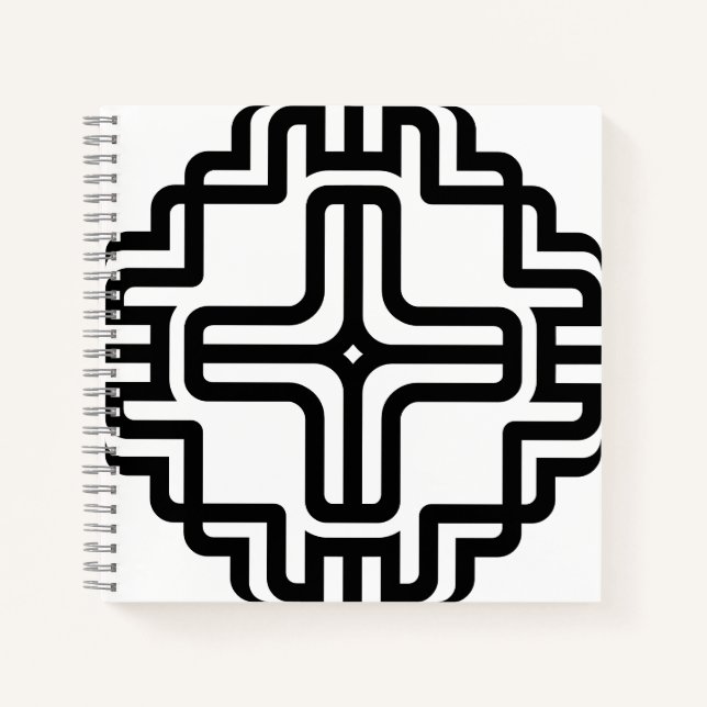 Modern Geometric Cross Line Art Notebook (Front)