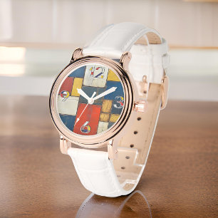 Modern Geometric Cubism Pattern Wood Background Watch