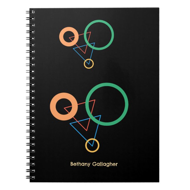 Modern Geometric Custom Name with Abstract Shapes Notebook (Front)